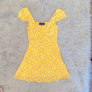 Lulus Passion Project Yellow Floral Print Mini Dress
